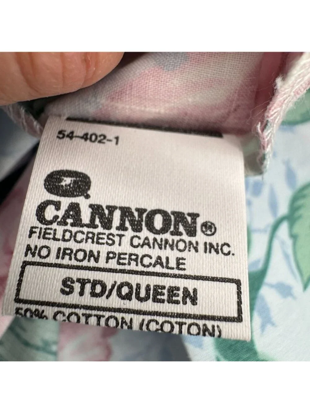 Vintage Cannon No Iron Percale 100% Cotton Queen Sheet & Pillowcase Bedding